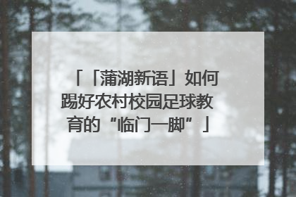 「蒲湖新语」如何踢好农村校园足球教育的“临门一脚”