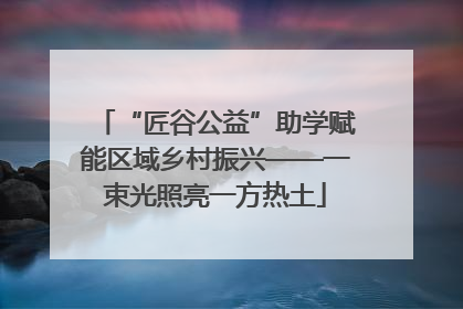 “匠谷公益”助学赋能区域乡村振兴——一束光照亮一方热土