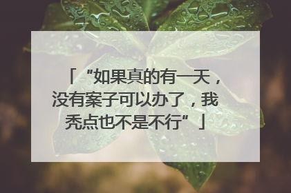 “如果真的有一天，没有案子可以办了，我秃点也不是不行”