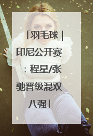 羽毛球｜印尼公开赛：程星/张驰晋级混双八强