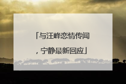 与汪峰恋情传闻，宁静最新回应