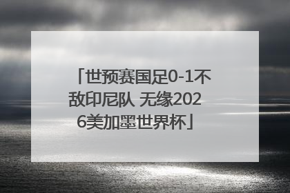 世预赛国足0-1不敌印尼队 无缘2026美加墨世界杯