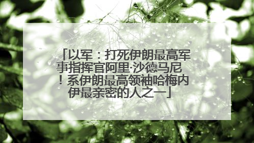 以军：打死伊朗最高军事指挥官阿里·沙德马尼！系伊朗最高领袖哈梅内伊最亲密的人之一