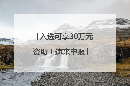 入选可享30万元资助！速来申报