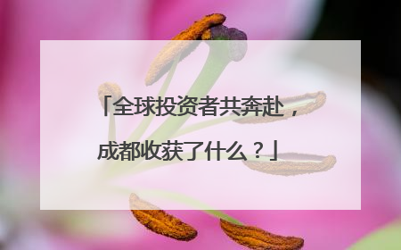 全球投资者共奔赴，成都收获了什么？