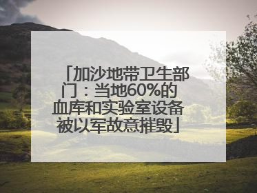 加沙地带卫生部门：当地60%的血库和实验室设备被以军故意摧毁
