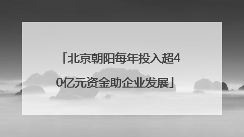 北京朝阳每年投入超40亿元资金助企业发展