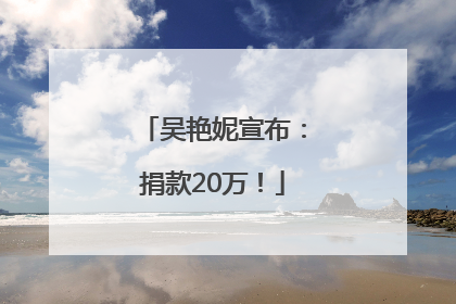 吴艳妮宣布：捐款20万！