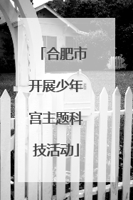 合肥市开展少年宫主题科技活动