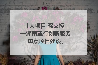 大项目 强支撑——湖南建行创新服务重点项目建设