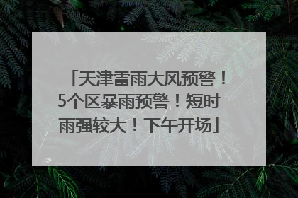 天津雷雨大风预警！5个区暴雨预警！短时雨强较大！下午开场