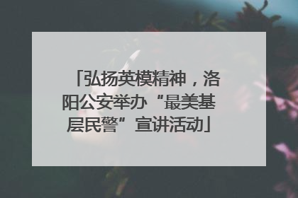 弘扬英模精神，洛阳公安举办“最美基层民警”宣讲活动