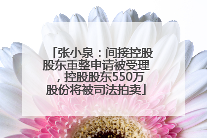张小泉：间接控股股东重整申请被受理，控股股东550万股份将被司法拍卖