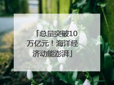 总量突破10万亿元！海洋经济动能澎湃