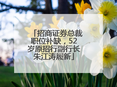 招商证券总裁职位补缺，52岁原招行副行长朱江涛履新