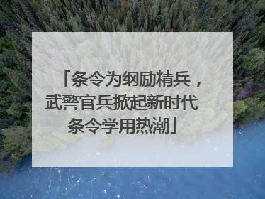 条令为纲励精兵，武警官兵掀起新时代条令学用热潮