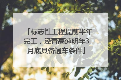标志性工程提前半年完工，泾青高速明年3月底具备通车条件