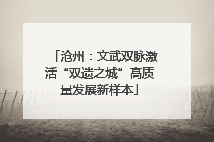 沧州：文武双脉激活“双遗之城”高质量发展新样本