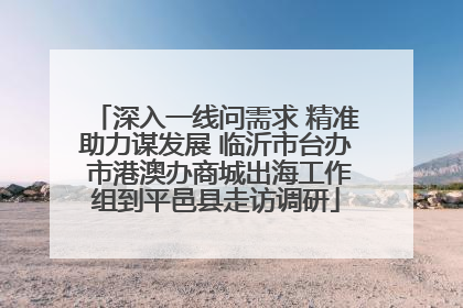 深入一线问需求 精准助力谋发展 临沂市台办 市港澳办商城出海工作组到平邑县走访调研