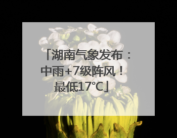 湖南气象发布：中雨+7级阵风！最低17℃