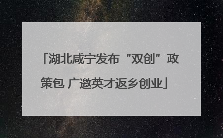 湖北咸宁发布“双创”政策包 广邀英才返乡创业