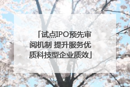 试点IPO预先审阅机制 提升服务优质科技型企业质效
