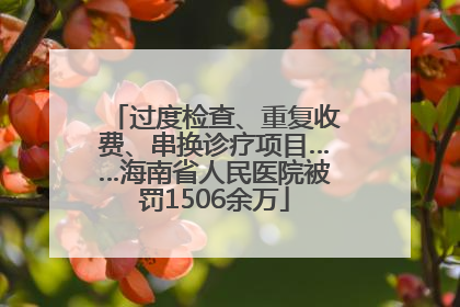 过度检查、重复收费、串换诊疗项目……海南省人民医院被罚1506余万
