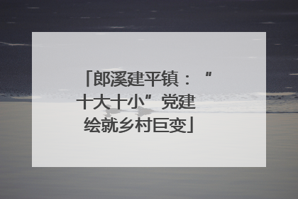 郎溪建平镇：“十大十小”党建 绘就乡村巨变