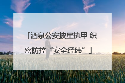 酒泉公安披星执甲 织密防控“安全经纬”