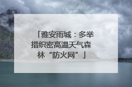 雅安雨城：多举措织密高温天气森林“防火网”