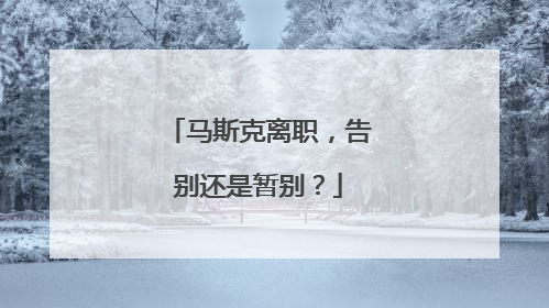 马斯克离职，告别还是暂别？