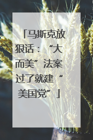 马斯克放狠话：“大而美”法案过了就建“美国党”