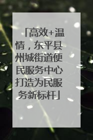 高效+温情，东平县州城街道便民服务中心打造为民服务新标杆