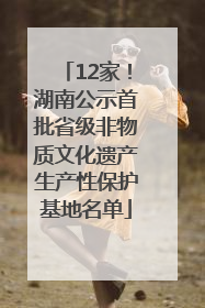 12家！湖南公示首批省级非物质文化遗产生产性保护基地名单