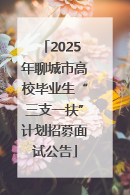 2025年聊城市高校毕业生“三支一扶”计划招募面试公告