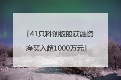 41只科创板股获融资净买入超1000万元