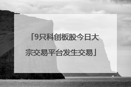 9只科创板股今日大宗交易平台发生交易